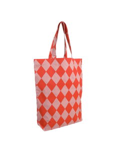 Baumwolltasche Karo Litschi & Blutorange