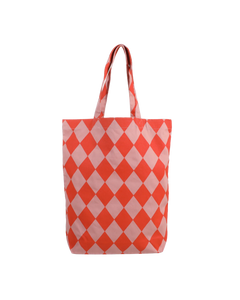 Baumwolltasche Karo Litschi & Blutorange