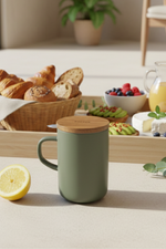 Load image into Gallery viewer, Teetasse aus Steingut &amp; Edelstahlsieb Salbei
