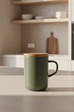 Load image into Gallery viewer, Teetasse aus Steingut &amp; Edelstahlsieb Salbei
