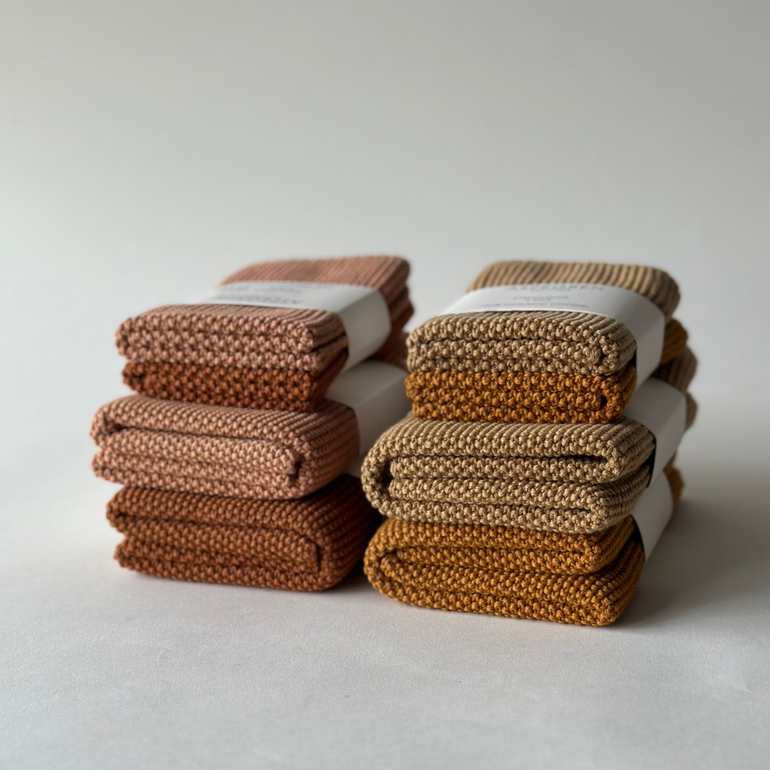 Küchentuch 100% Bio Gestrickt Uni Kürbis 40 x 50 cm