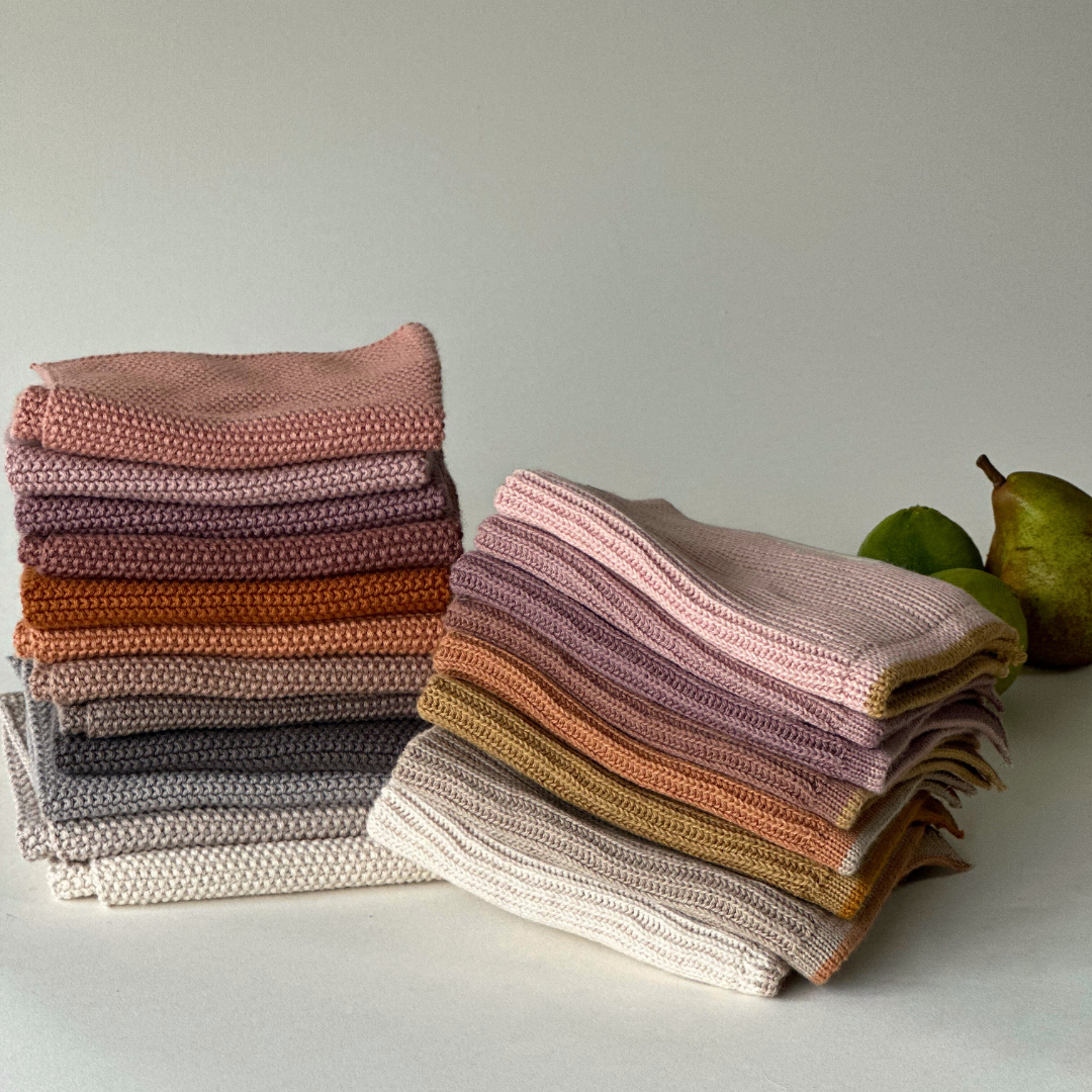 Geschirrtücher Bio-Baumwolle 2er-Set Gestrickt Rootbeere