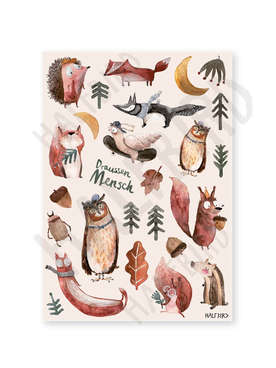 Spülmaschinenfeste Sticker Waldgeflüster