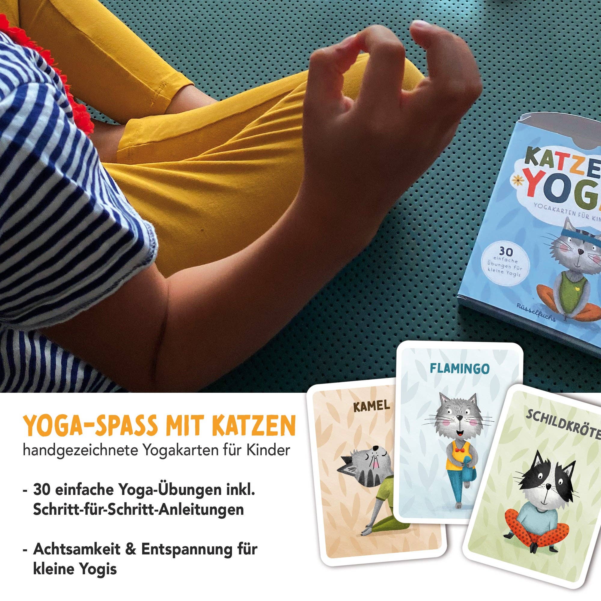 Kinderyoga Karten mit Katzen