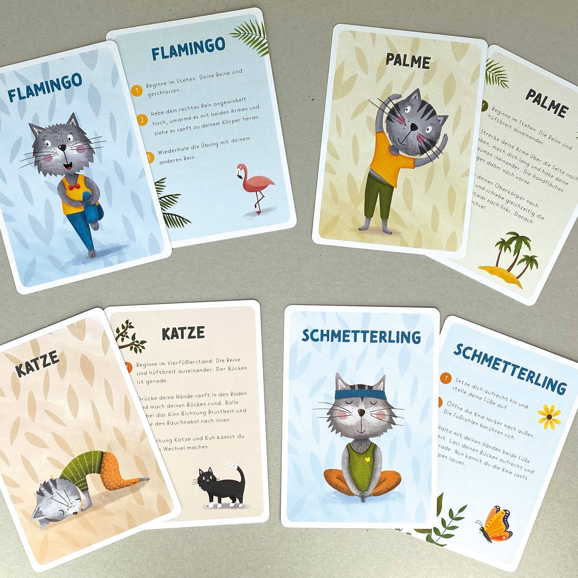 Kinderyoga Karten mit Katzen