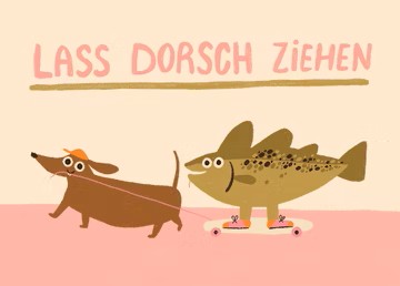 Postkarte Lass Dorsch ziehen