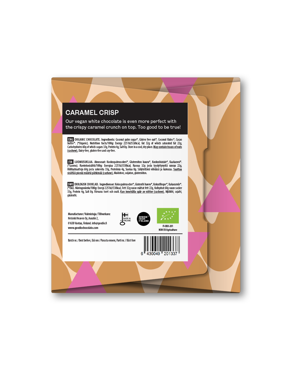 Weiße Schokolade Caramel Crisp 20% bio & vegan