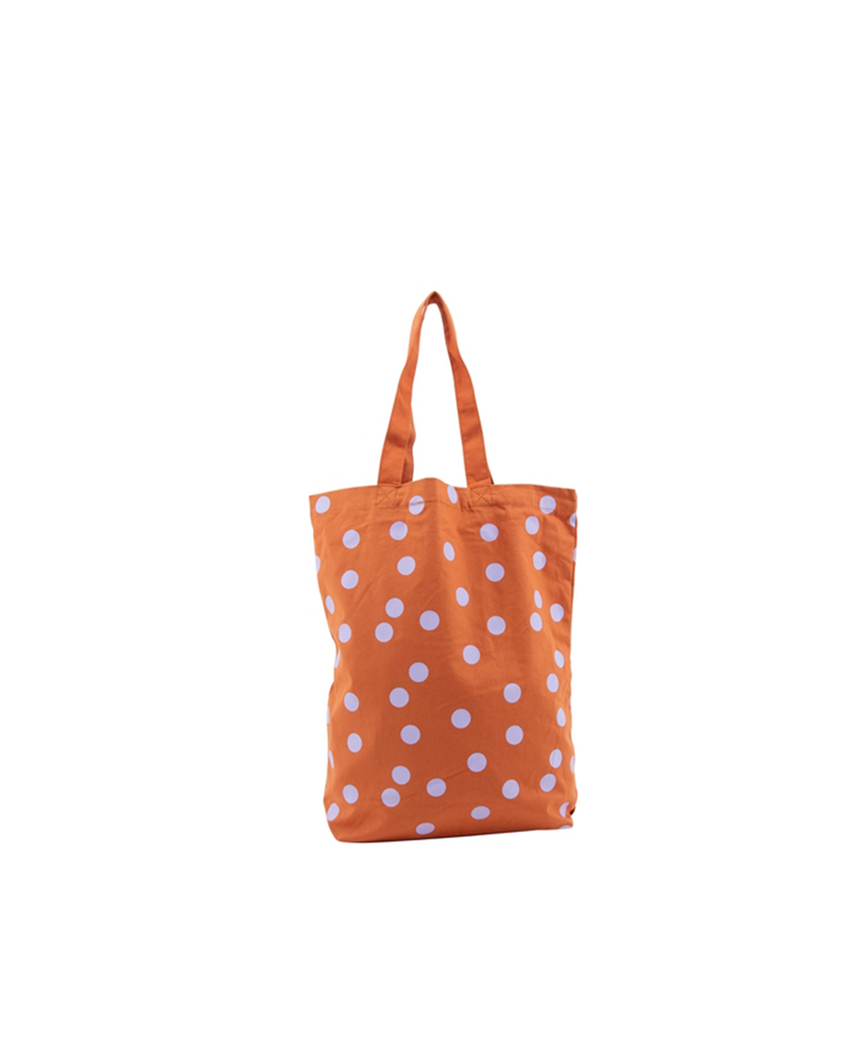 Baumwolltasche Rostrot mit Lila Tupfen