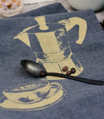 Lade das Bild in den Galerie-Viewer, Geschirrtuch Leinen Anthrazit mit Siebdruck Kaffee messing
