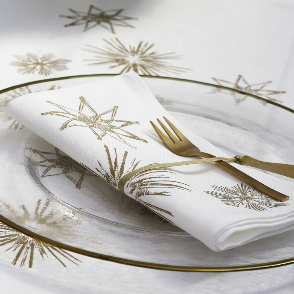 Servietten Leinen & Baumwolle mit Siebdruck Strohstern