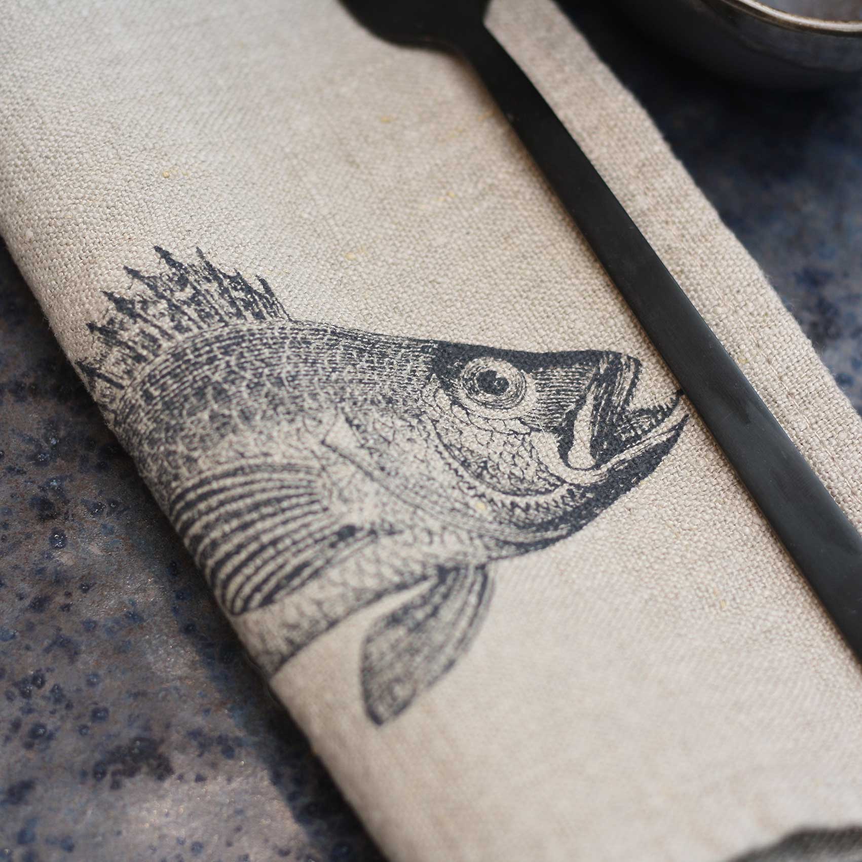 Servietten Leinen mit Siebdruck Barsch