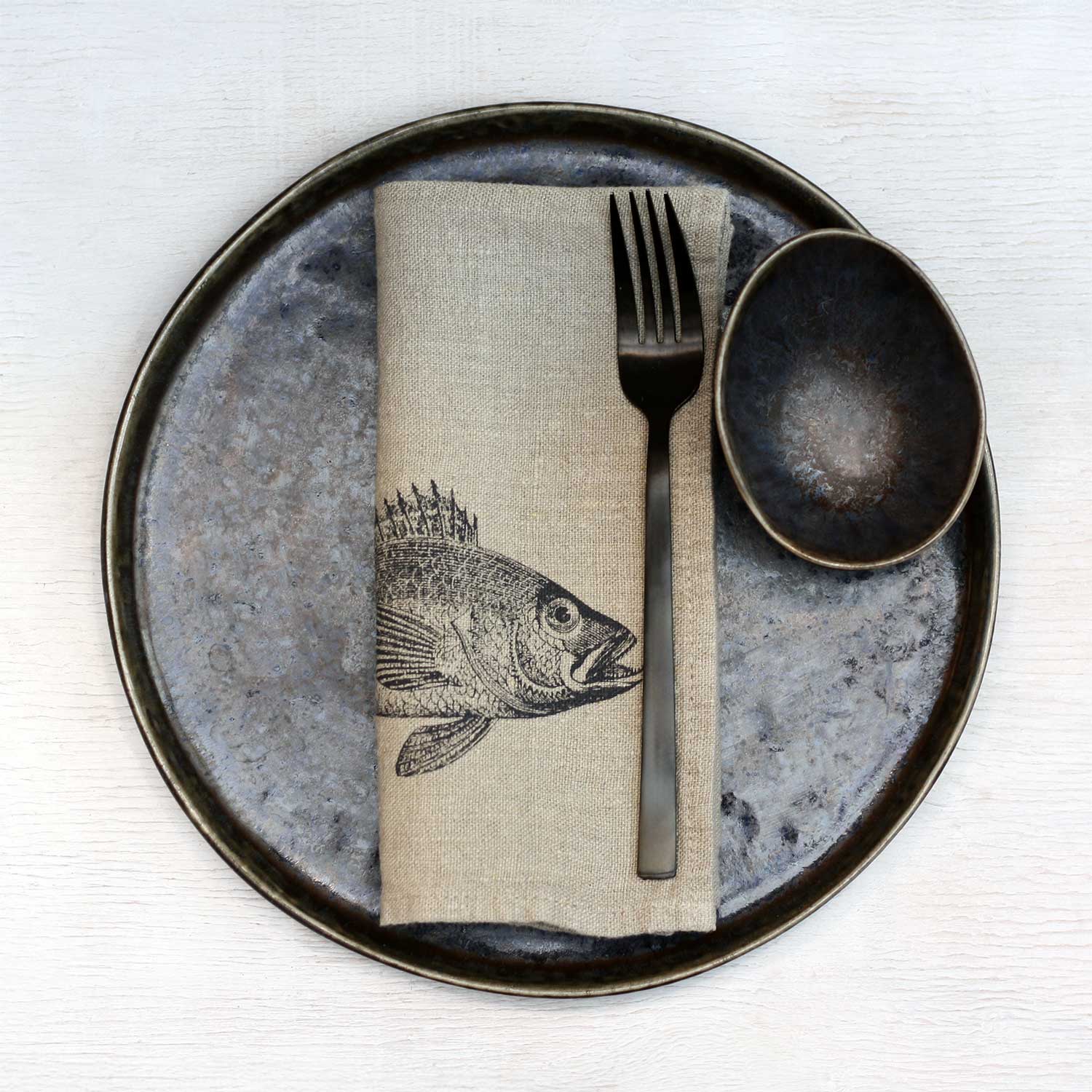 Servietten Leinen mit Siebdruck Barsch