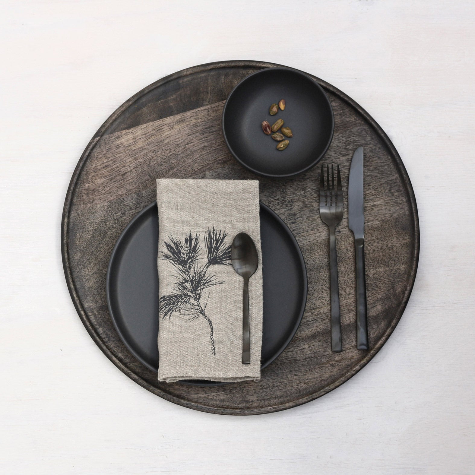 Servietten Leinen mit Siebdruck Zweig