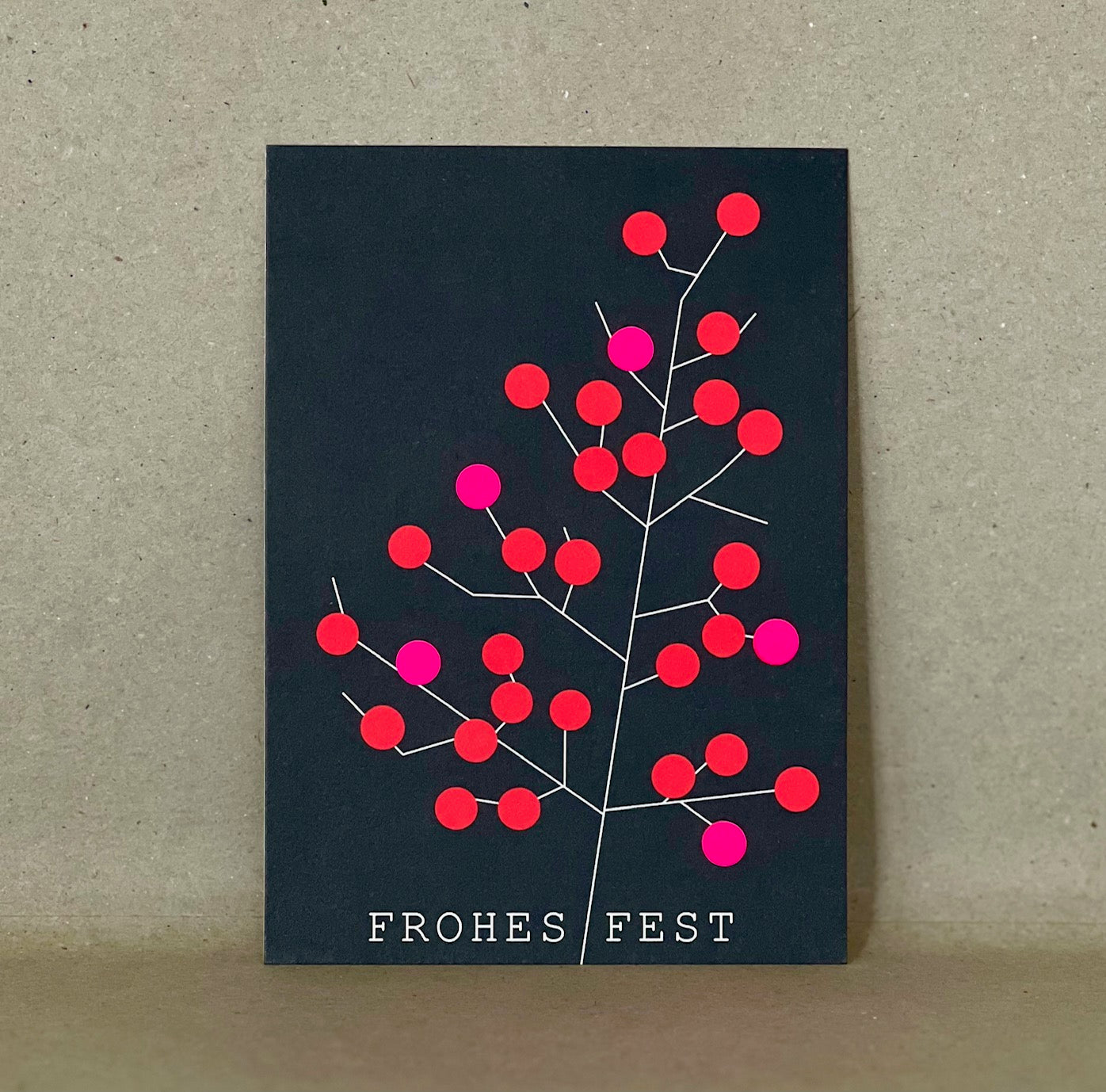 Postkarte Beerenzweig schwarz Fohes Fest