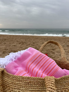 Hamamtuch XL Sorbet Pink & Mandarin 220 x 160 cm