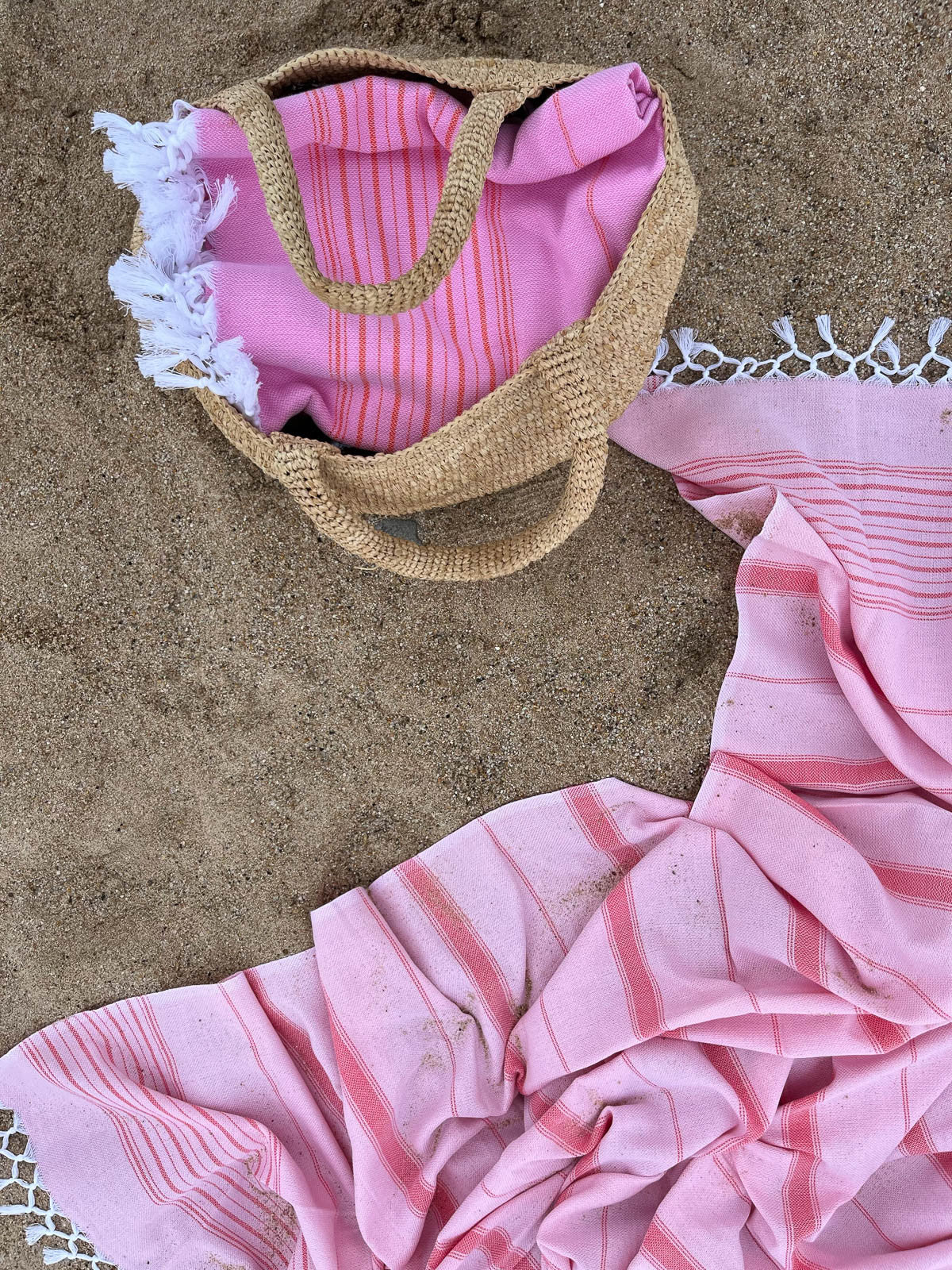 Hamamtuch XL Sorbet Pink & Mandarin 220 x 160 cm