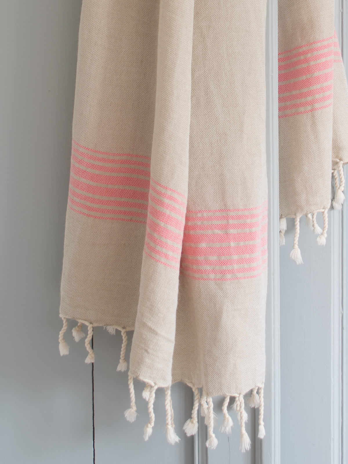 Hamamtuch Leinen Candy Pink getreift 170 x 100 cm