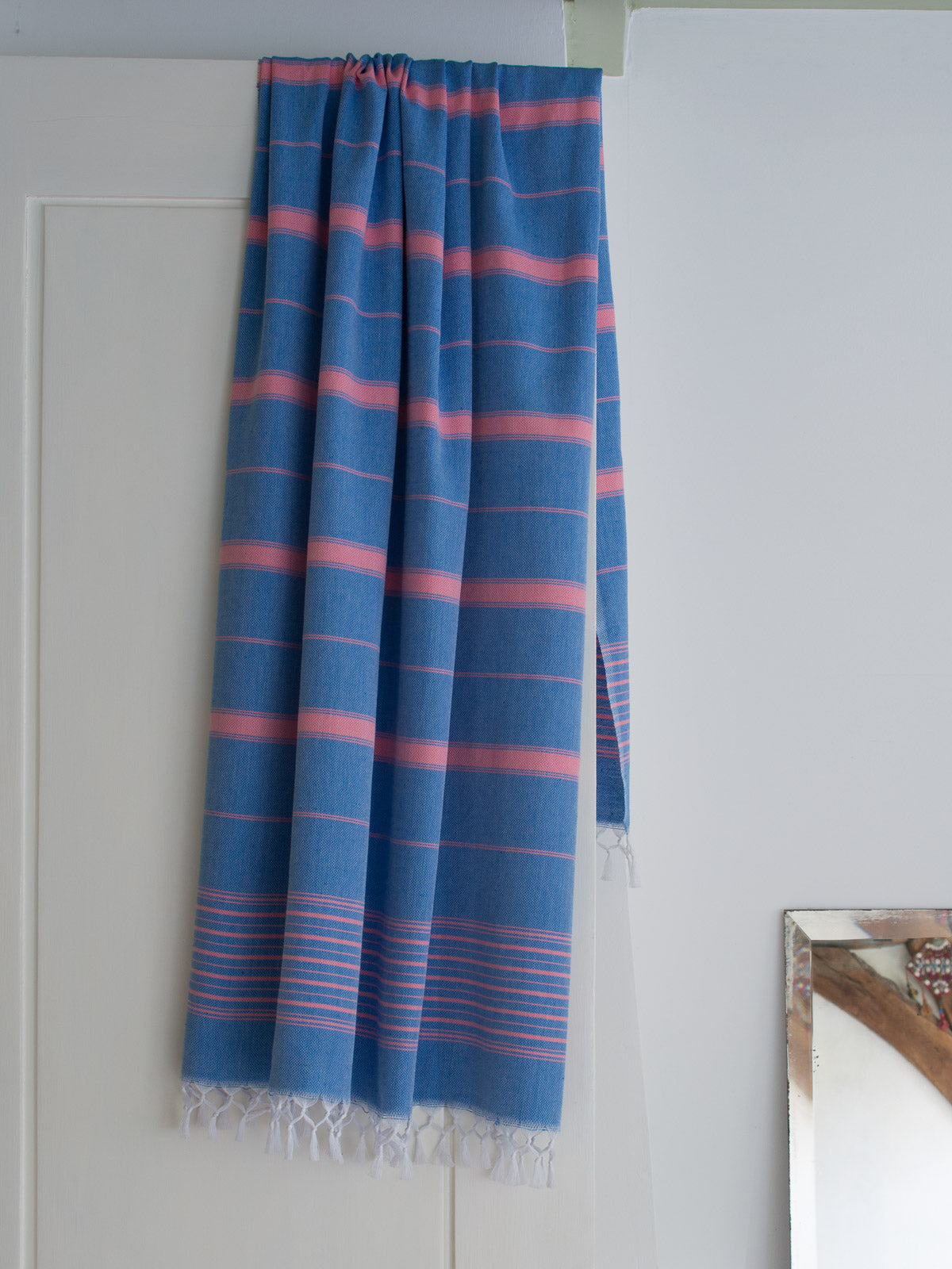 NEU Hamamtuch mittelmeerblau & candy rosa