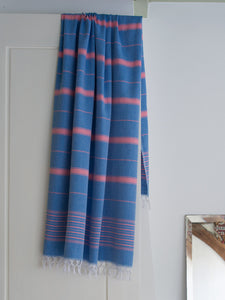 NEU Hamamtuch mittelmeerblau & candy rosa
