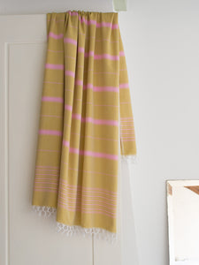 NEU Hamamtuch senfgelb & sorbet rosa