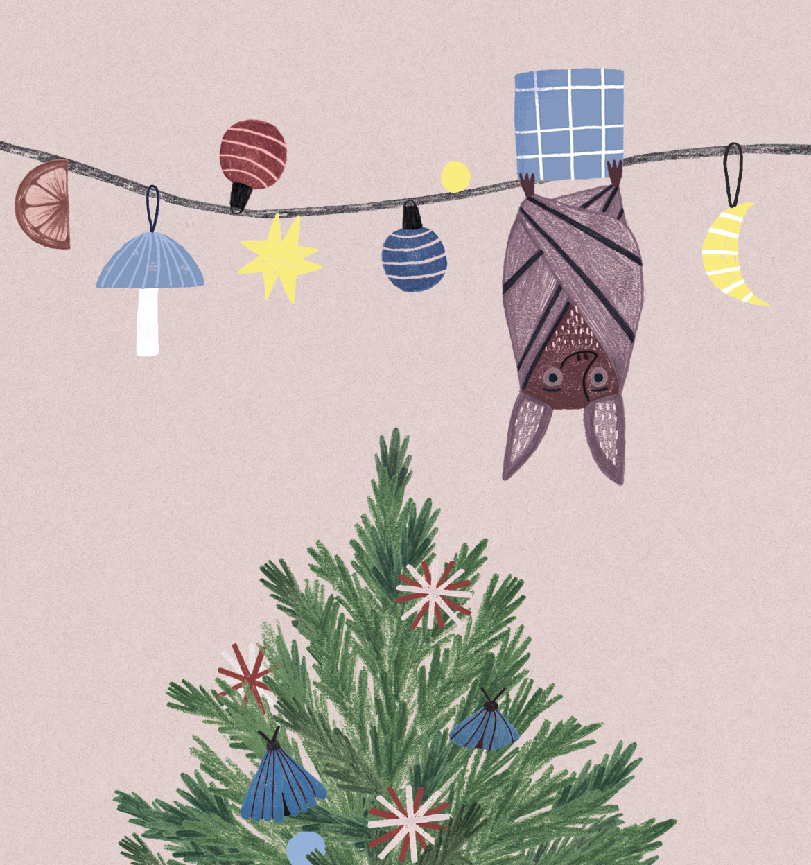 Postkarte Fledermaus Weihnacht