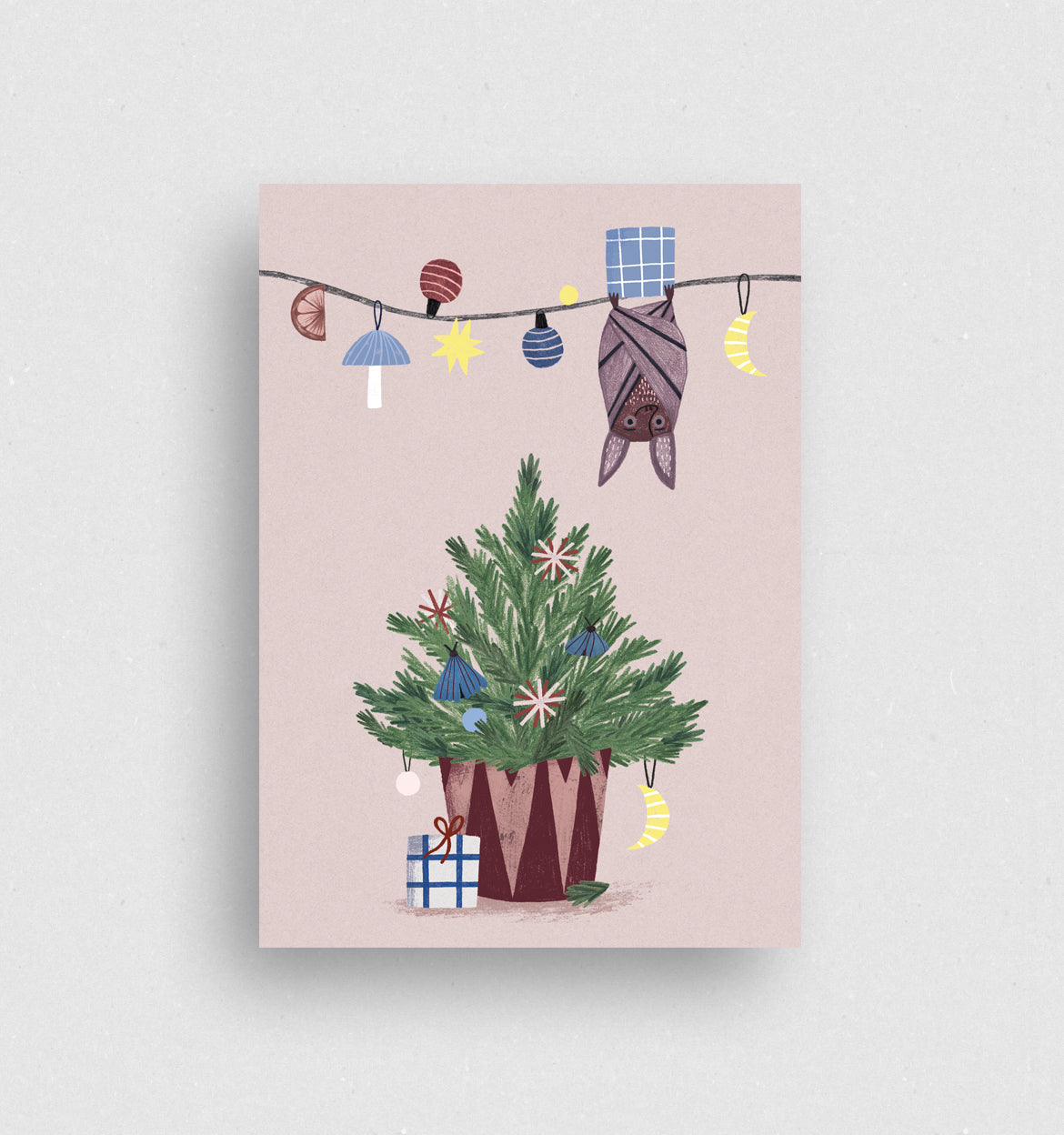 Postkarte Fledermaus Weihnacht