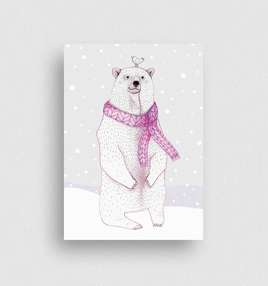 Postkarte Winterbär