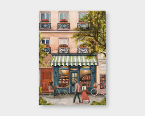 Postkarte Bäckerei im Frühling