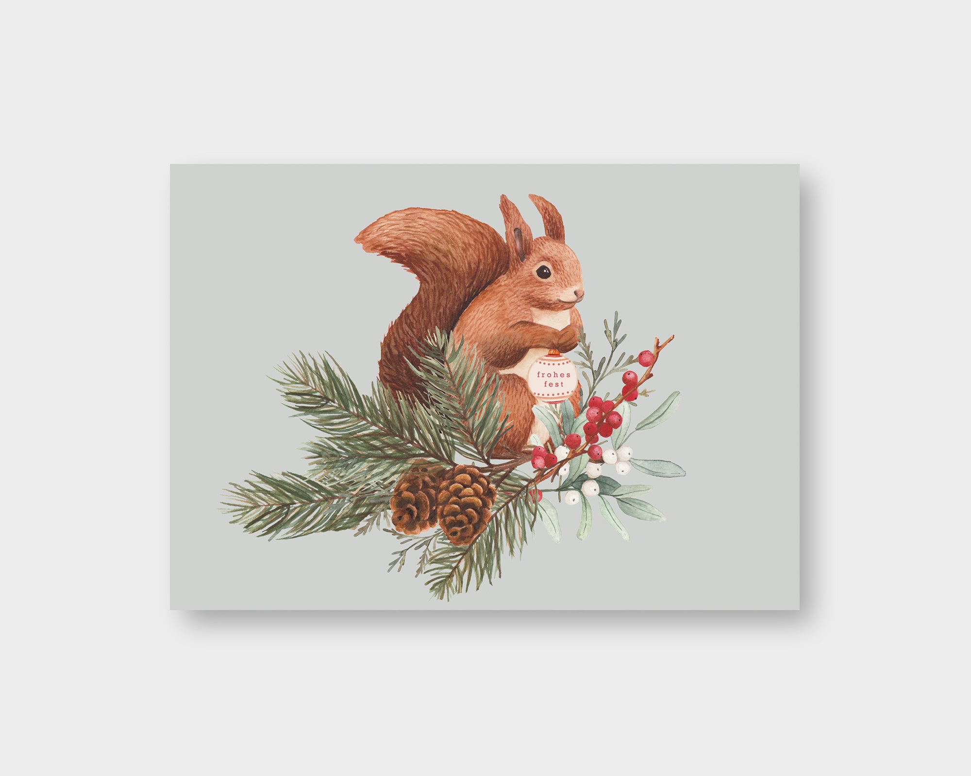 Postkarte Wintereichhörnchen