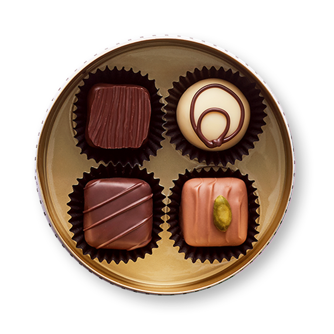 Pralinenschachtel Schmuckstück - gemischte alkoholfreie Pralinen und Trüffel