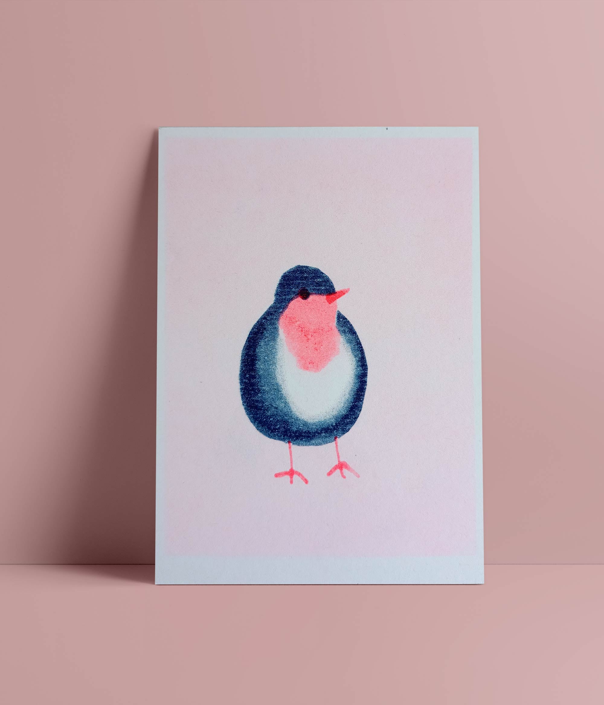 Postkarte Rotkehlchen Risographie