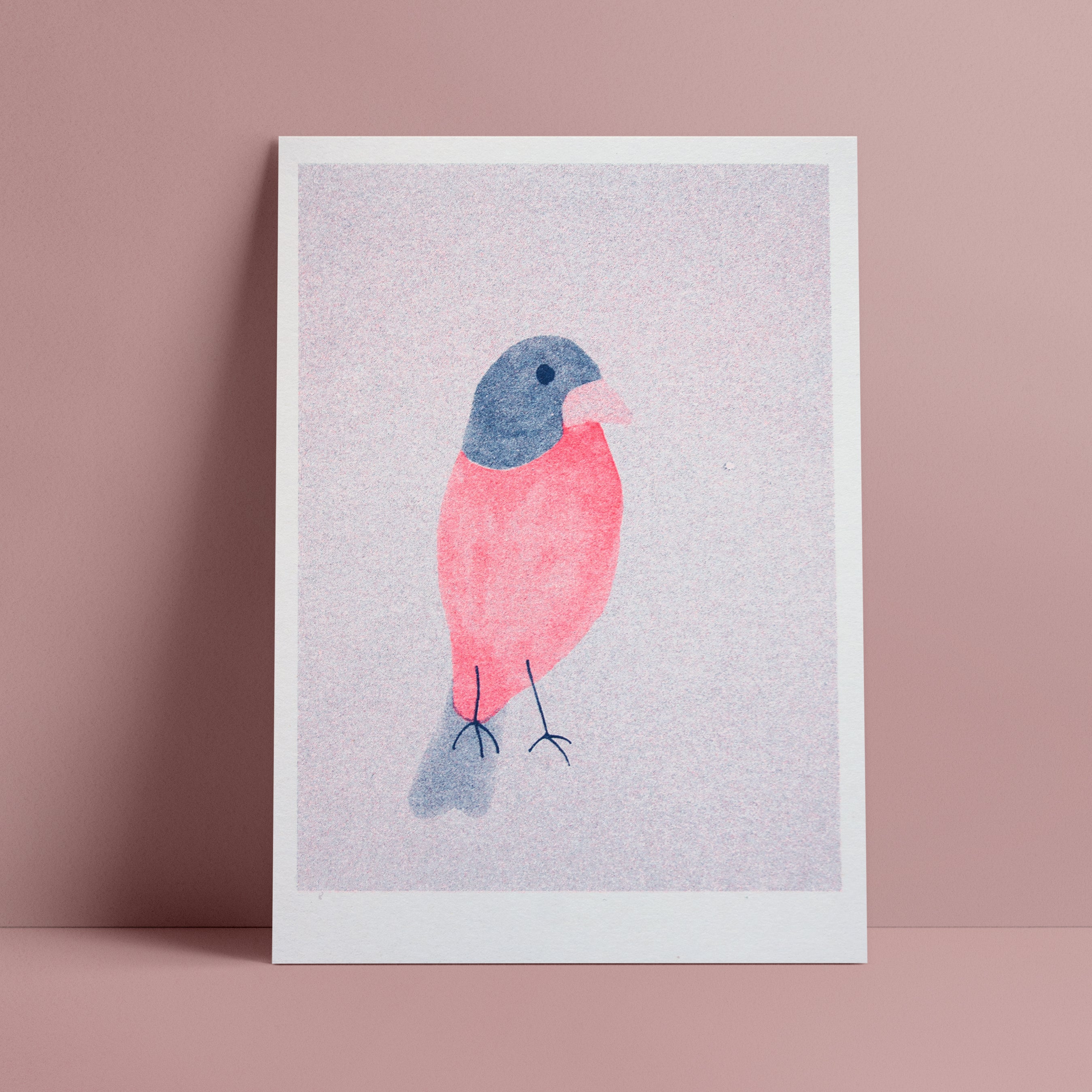Postkarte Kleiner Roter Vogel Risographie