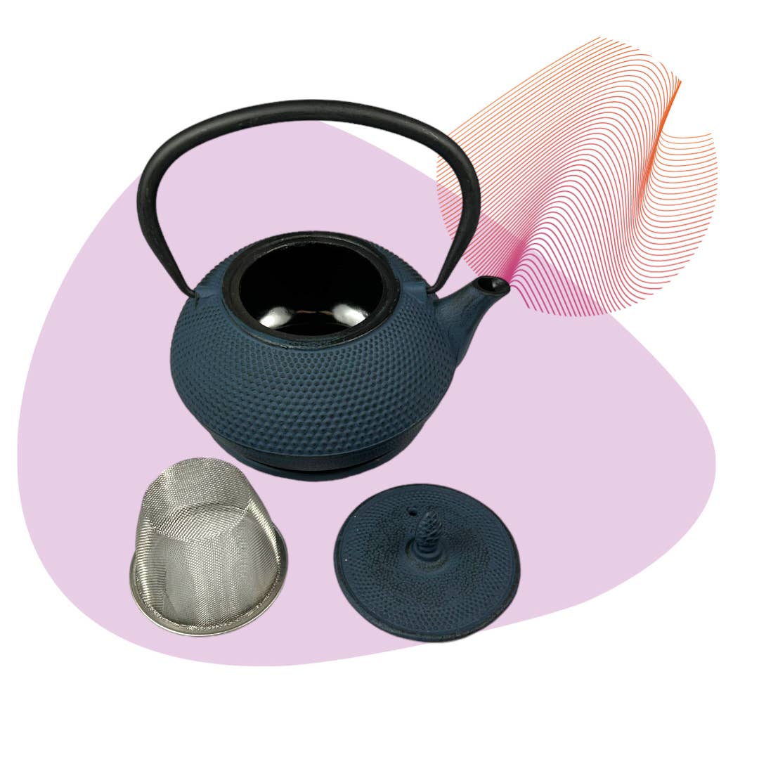 Teekanne ARARE Gusseisen 0.6 l blau mit Untersetzer