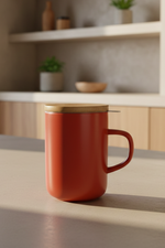 Lade das Bild in den Galerie-Viewer, Teetasse aus Steingut &amp; Edelstahlsieb Paprika
