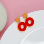 Load image into Gallery viewer, Double Circle Ohrstecker in Peach &amp; Orange
