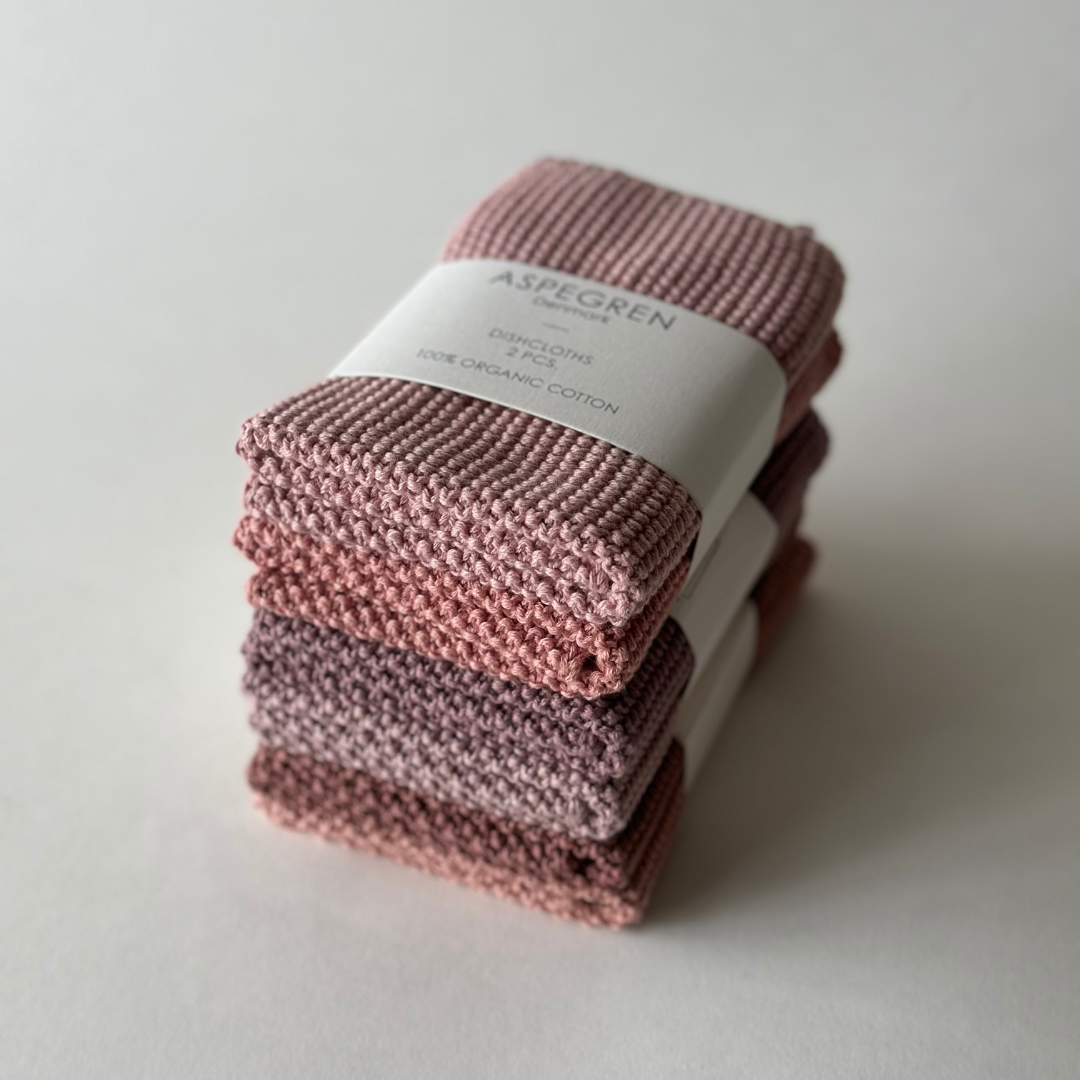 Geschirrtücher Bio-Baumwolle 2er-Set Gestrickt Rootbeere