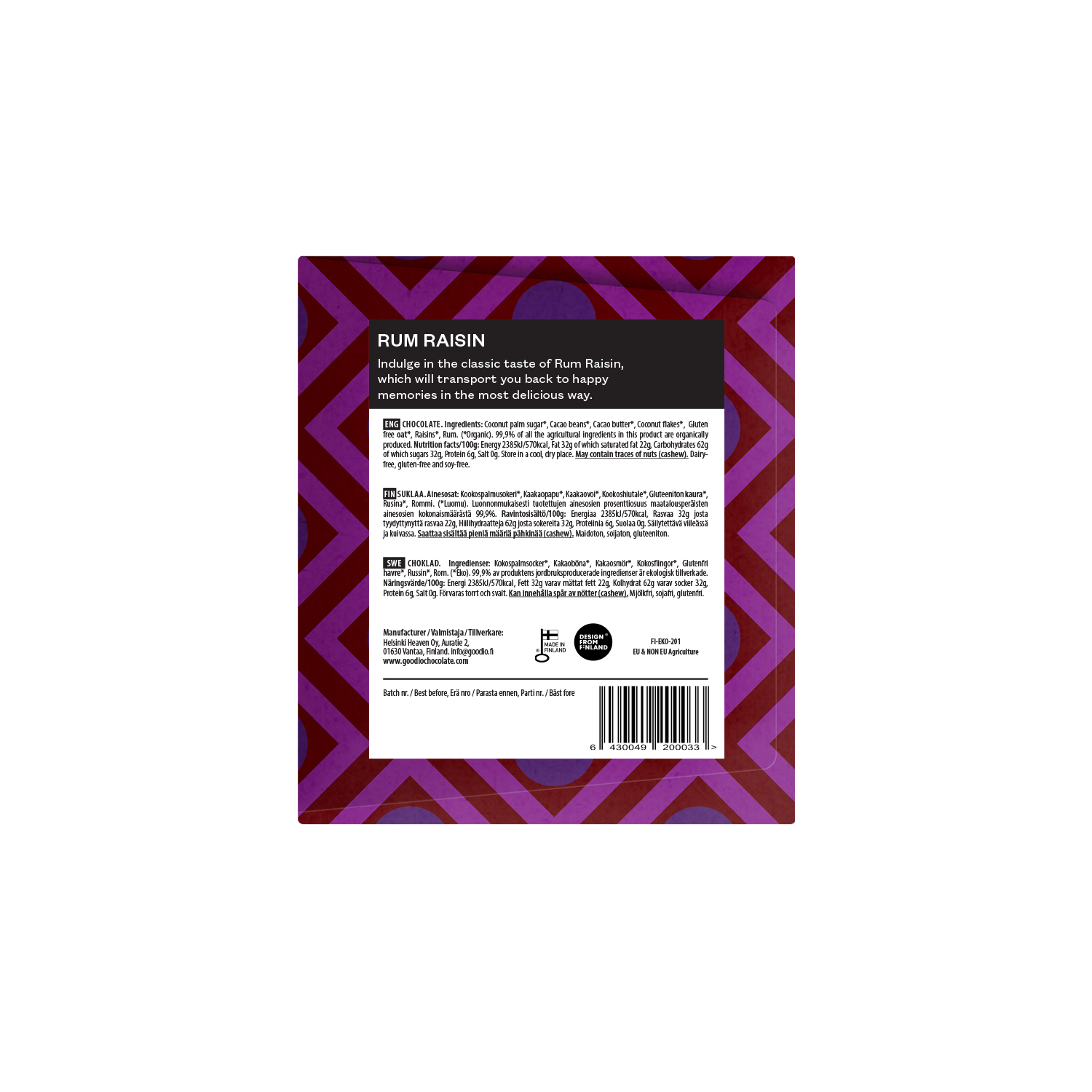 Rum-Rosinen Schokolade bio