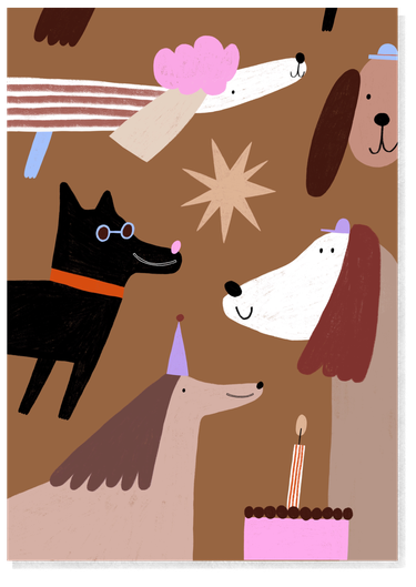 Postkarte Geburtstag Hunde