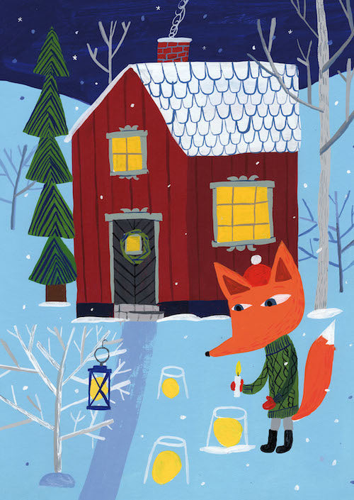 Postkarte Joulun valot Weihnachtsbeleuchtung