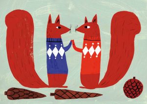 Postkarte Käpyset Freunde