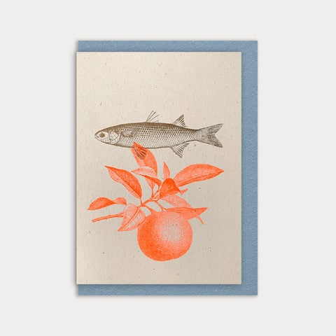 Klappkarte & Kuvert Fisch mit Orange