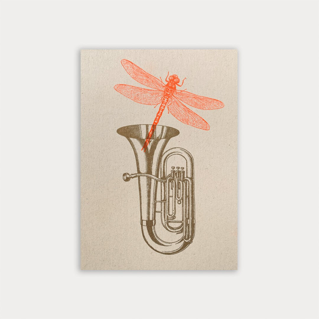 Postkarte Tuba & Libelle