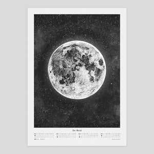 Mondkalender Poster S/W 50 x 70 cm