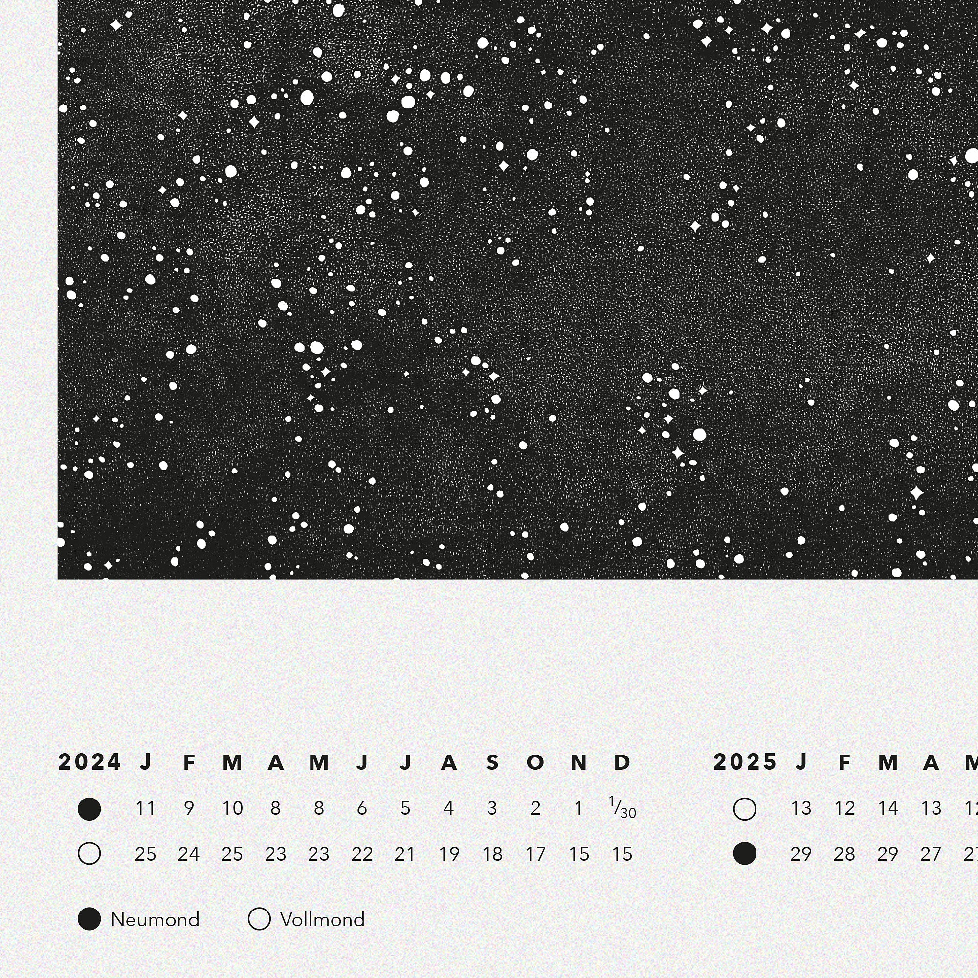 Mondkalender Poster S/W 50 x 70 cm