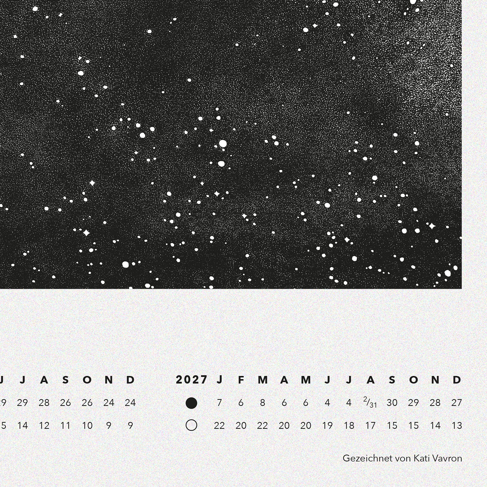 Mondkalender Poster S/W 50 x 70 cm