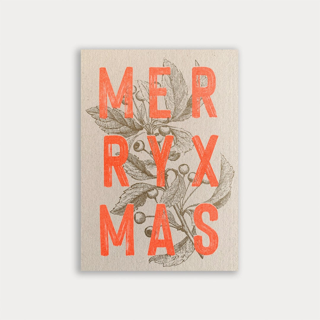 Postkarte Merry Xmas Orange