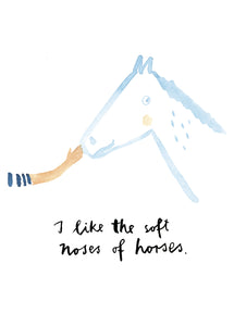 Postkarte I like the soft noses of horses