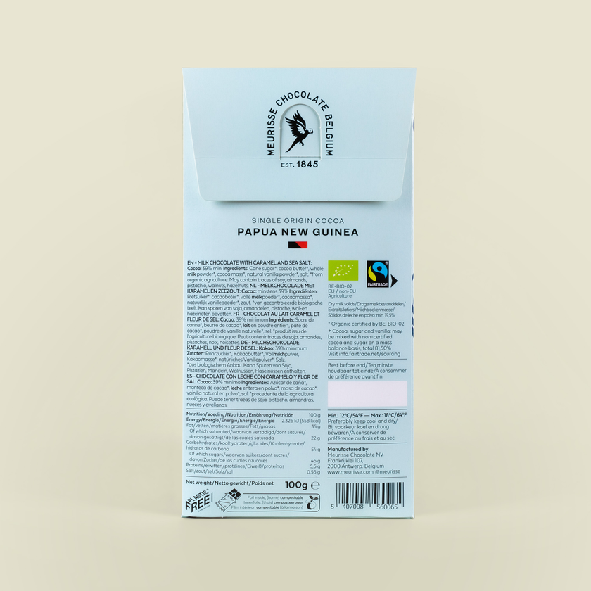 Milchschokolade (39%) mit Karamell & Meersalz - bio
